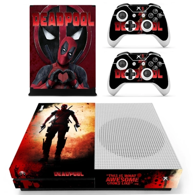Deadpool decal skin for Xbox one S Console and 2 Controllers Deadpool decal skin for Xbox one S Console and 2 Controllers