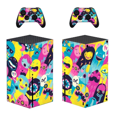 Cartoon Texture decal skin for Xbox Series X Console and 2 Controllers