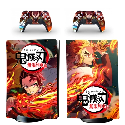 Demon Slayer skin for PS5 Digital Console and two Controll.. Demon Slayer skin for PS5 Digital Console and two Controll..