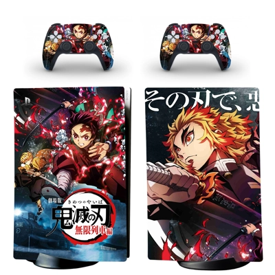 Demon Slayer decal skin for PS5 Digital Console and two Co.. Demon Slayer decal skin for PS5 Digital Console and two Co..