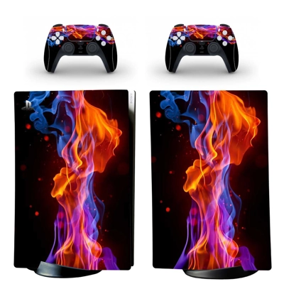 Fire Texture decal skin for PS5 Digital Console and two Co.. Fire Texture decal skin for PS5 Digital Console and two Co..
