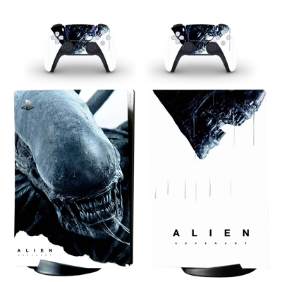 Alien decal skin for PS5 Digital Console and two Controllers Alien decal skin for PS5 Digital Console and two Controllers