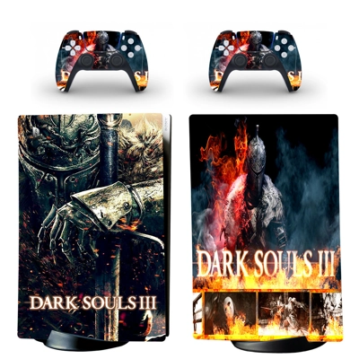 Dark Souls 3 decal skin for PS5 Digital Console and two Co.. Dark Souls 3 decal skin for PS5 Digital Console and two Co..
