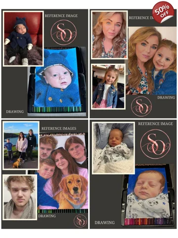 A4 Coloured Pencil Family Portraits