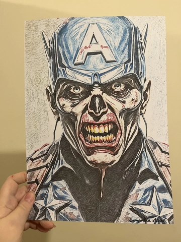 A4 Print Zombie Captain America