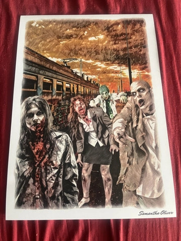 A3 Matt Poster Print Train Station Zombie Apocalypse