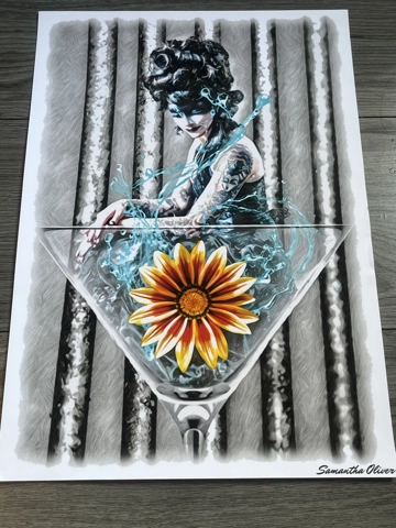 A3 Matt Poster Print Badass In Martini Glass