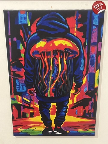 30x20 Inch Canvas Jellyfish Man Original Painting 30x20 Inch Canvas Jellyfish Man Original Painting