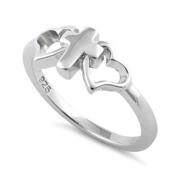 Cross with hearts ring