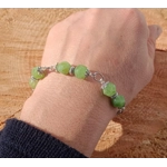 Prehnite crystal bracelet, green Prehnite faceted crystal beads and tibetan zinc alloy beads, adjust
