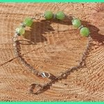 Prehnite crystal bracelet, green Prehnite faceted crystal beads and tibetan zi..