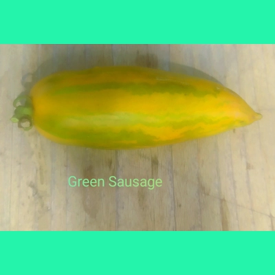 Green sausage, salad, 15 seeds.