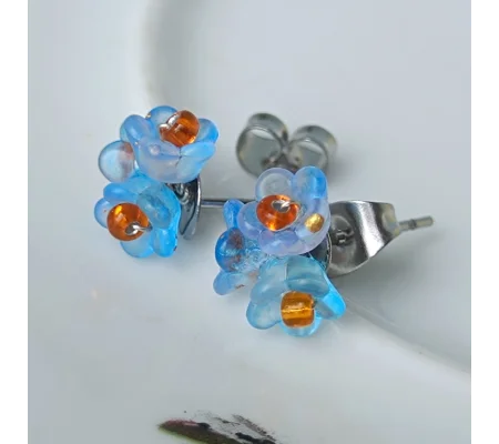 Forget-me-Not, Stud earrings, orange
