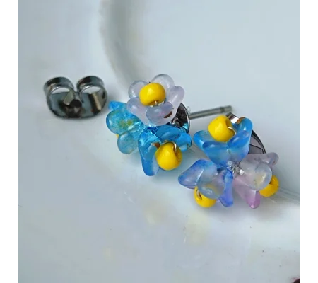Forget-me-Not, Stud earrings, yellow
