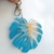 Blue & pearl monstera leaf keychain, epoxy + gol..