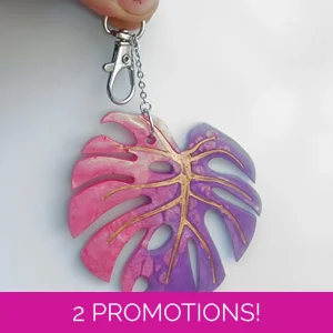 Pink and mauve monstera leaf..