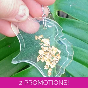 Golden Ginkgo keychain, real..