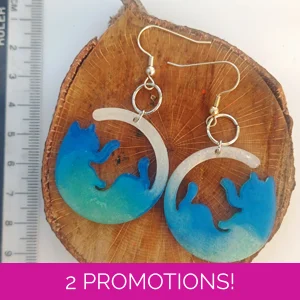 Cattail, catearrings, blue &..