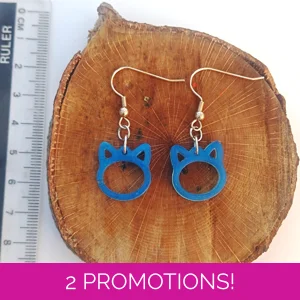 Catman, cat earrings, blue