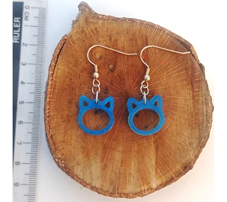 Catman, cat earrings, blue