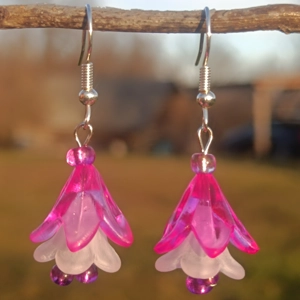 Fuchsia earrings, pink & white
