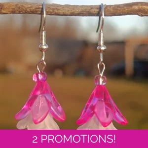 Fuchsia earrings, pink & white
