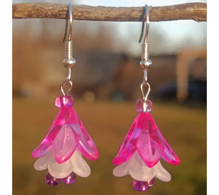 Fuchsia earrings, pink & white