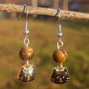 Tiger Tom cat earrings