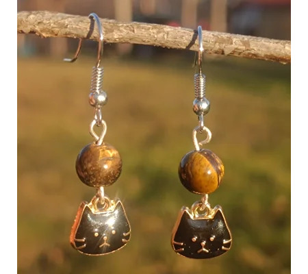 Tiger Tom cat earrings