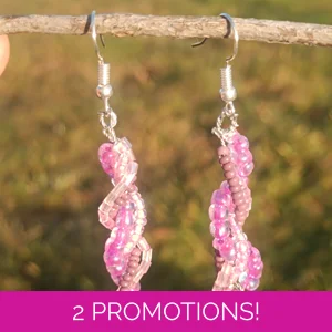 Bead twist earrings, pink