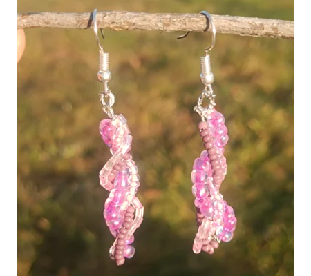 Bead twist earrings, pink