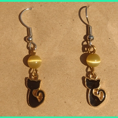 Witchy cat dangle earrings