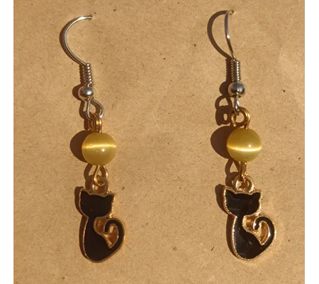 Witchy cat dangle earrings