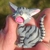 Meow cat magnet, silver tabby