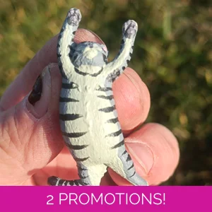 Belly rub cat magnet, silver..