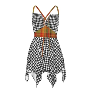 Houndstooth & Traditional Madras Pattern On Pattern Sleeve..