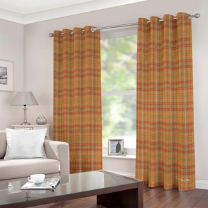 Traditional Madras Patterned Grommet Curtains 1
