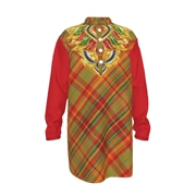 Traditional Madras Patterned Men's Stand-Up Collar Long Shirt 4