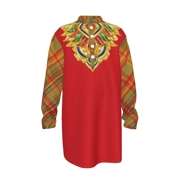 Traditional Madras Patterned Men's Stand-Up Collar Long Shirt 6