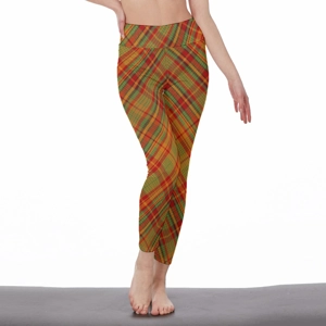 Traditional Madras Patterned Women's High Waist Leggings | Side Stitch Closure 2