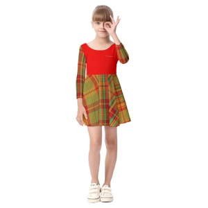 Traditional Madras Patterned Kid's Long Sleeve Dress 1