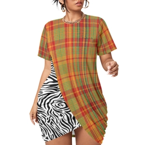 Traditional Madras and Zebra Pattern On Pattern Stacked He..