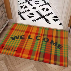 Traditional Madras Patterned Door Mat 1