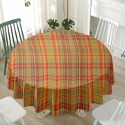 Traditional Madras Patterned Waterproof Tablecloth | Round 180(gsm)
