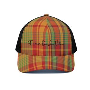 Traditional Madras Patterned Unisex Peaked Cap With Black ..