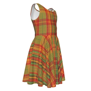 Traditional Madras Patterned Kid's Sleeveless Vest Dress 1