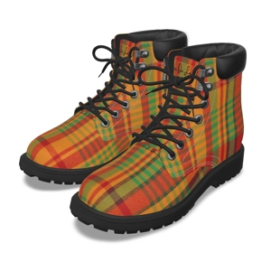 Traditional Madras Patterned Men's Short Boots 1