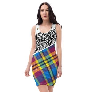 Unorthodox Royal Blue Madras & Zebra Pattern On Pattern SCS Dress 1 (White)