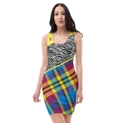 Unorthodox Royal Blue Madras & Zebra Pattern On Pattern SCS Dress 5 (Yellow)