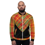 Traditional Madras Pattern & Black Premium Men's Bomber Jacket 1.2